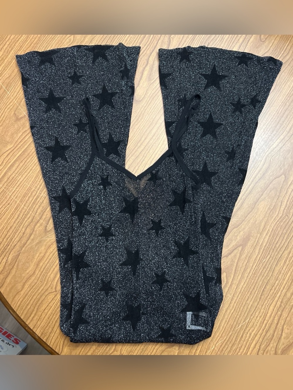 SHEIN Women’s Black&Silver Glitter Star Flared Jumpsuit - SZ XS Adjustable Strap